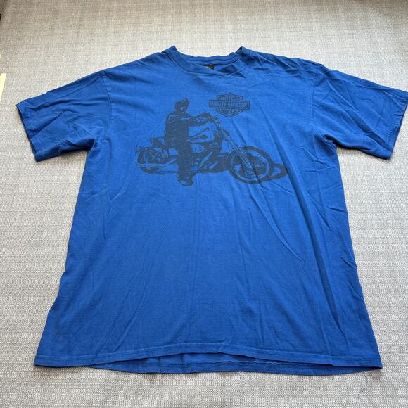 Harley Davidson Shirt Mens XXL Blue Techno HD of Hong Kong Tee Motorcycle Biker - Picture 2 of 10